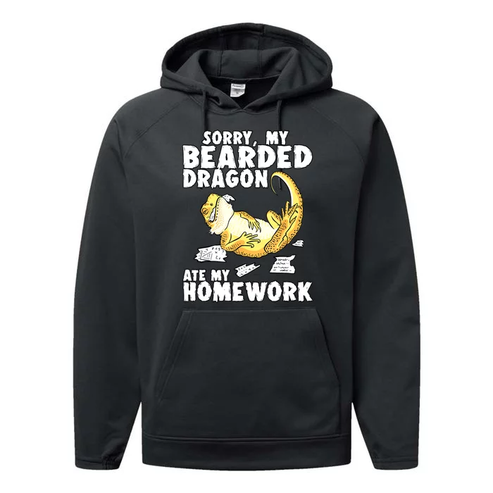 Funny Bearded Dragon Reptile Funny Lizard Bearded Dragon Performance Fleece Hoodie