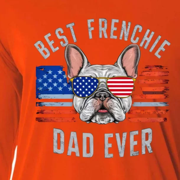 French Bulldog Dad Usa Lover 4th Of July Gift Cooling Performance Long Sleeve Crew