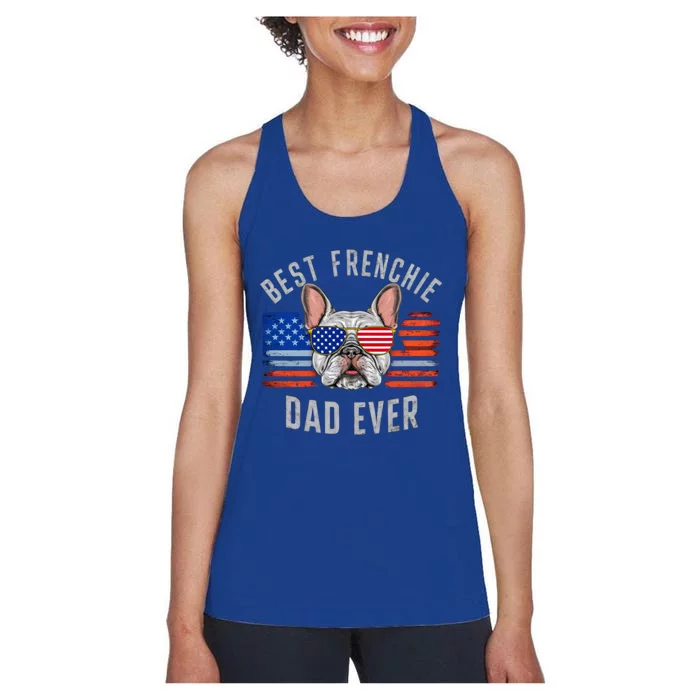 French Bulldog Dad Usa Lover 4th Of July Gift Women's Racerback Tank