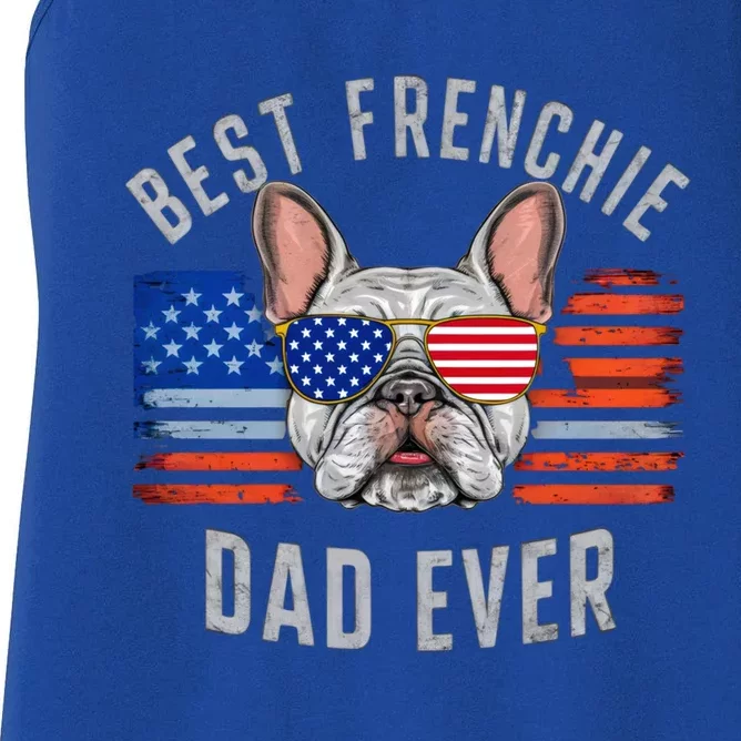 French Bulldog Dad Usa Lover 4th Of July Gift Women's Racerback Tank