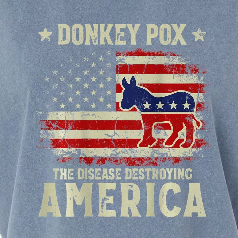 Funny Biden Donkey Pox The Disease Destroying America Back Garment-Dyed Women's Muscle Tee