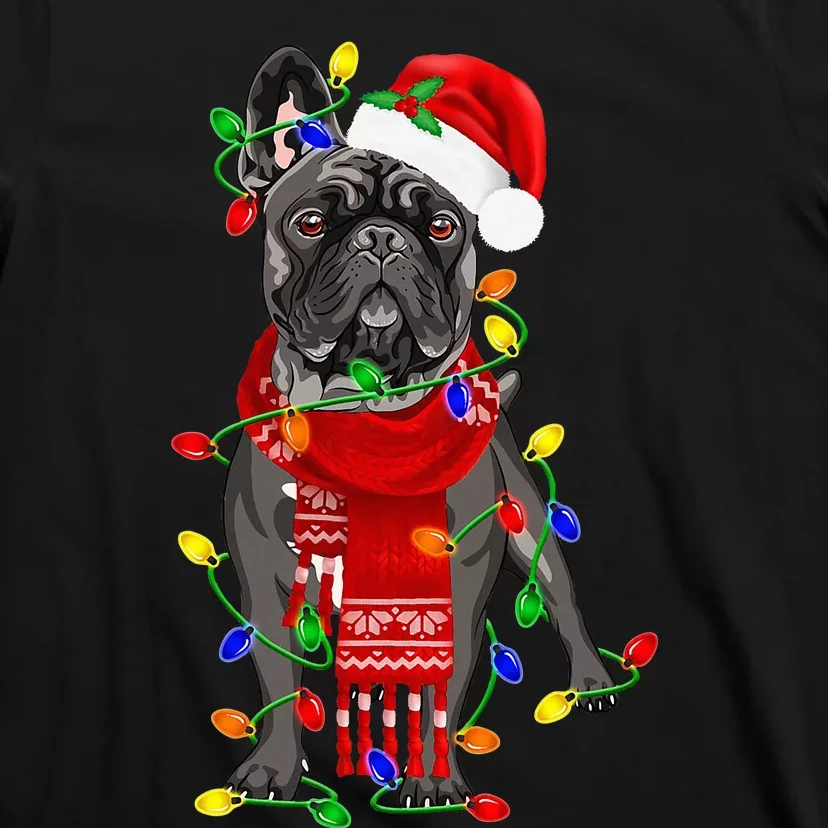 French Bulldog Dog Tree Christmas Lights T-Shirt