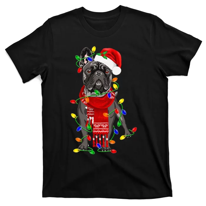 French Bulldog Dog Tree Christmas Lights T-Shirt