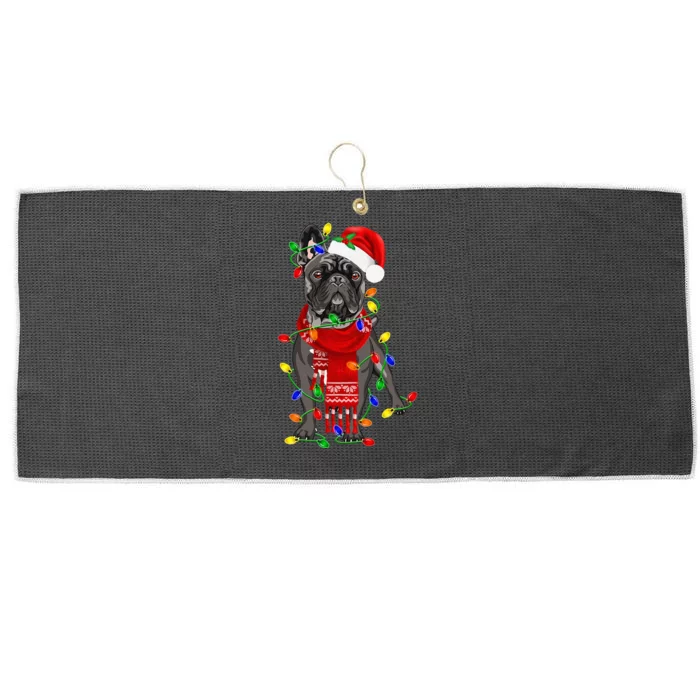 French Bulldog Dog Tree Christmas Lights Large Microfiber Waffle Golf Towel