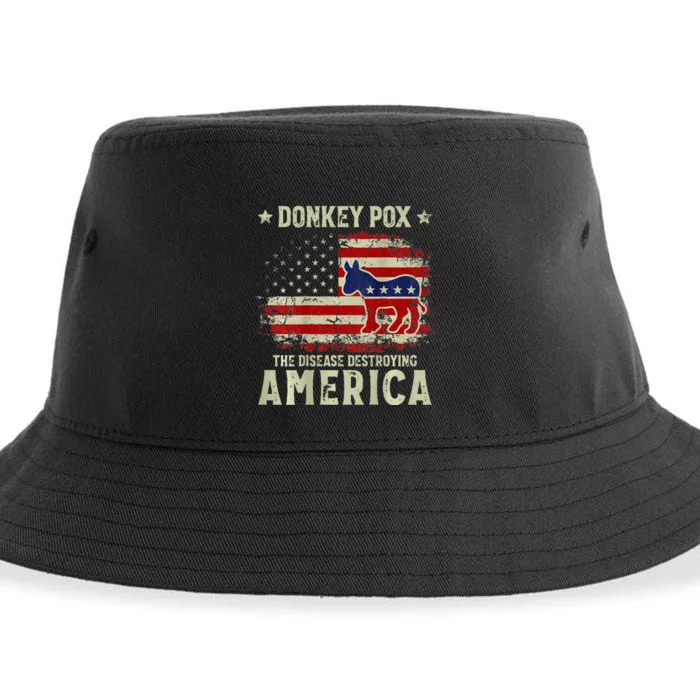 Funny Biden Donkey Pox The Disease Destroying America Back Sustainable Bucket Hat