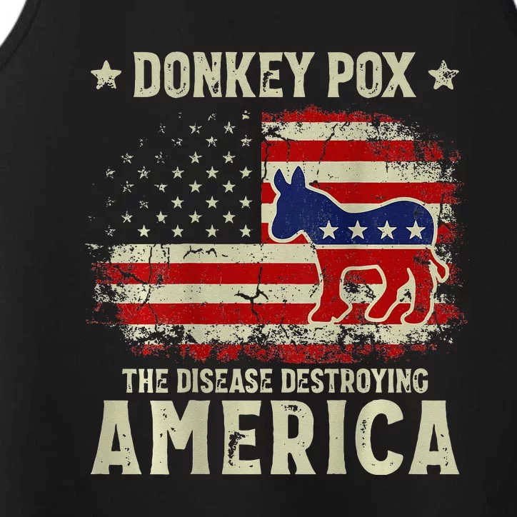 Funny Biden Donkey Pox The Disease Destroying America Back Performance Tank