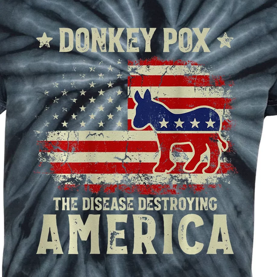 Funny Biden Donkey Pox The Disease Destroying America Back Kids Tie-Dye T-Shirt