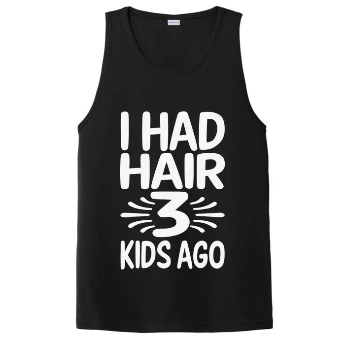 Funny Bald Dad Father Of Three Triplets Husband Fathers Day Performance Tank