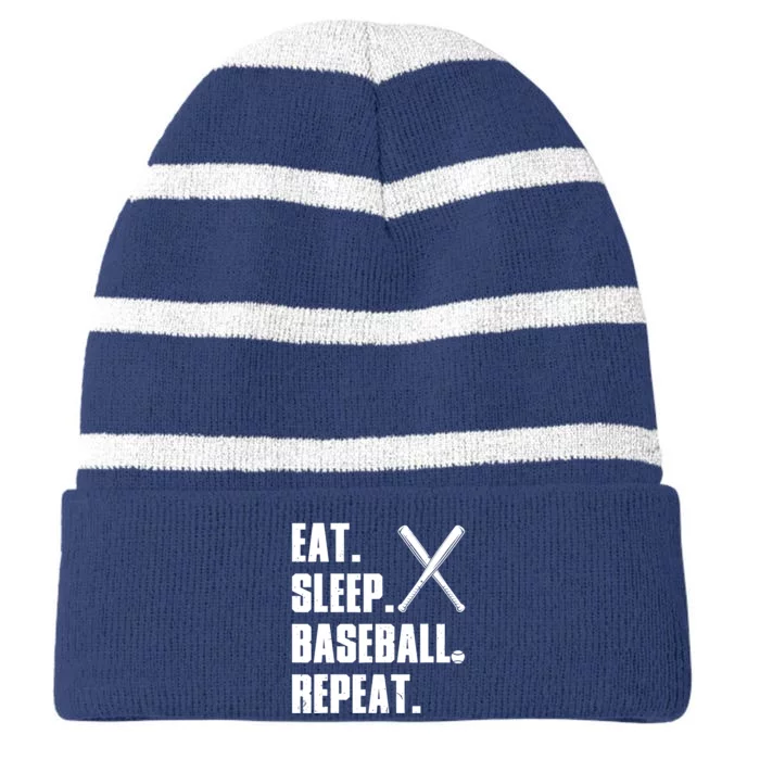 Funny Baseball Design For Baseball Player Sports Striped Beanie with Solid Band