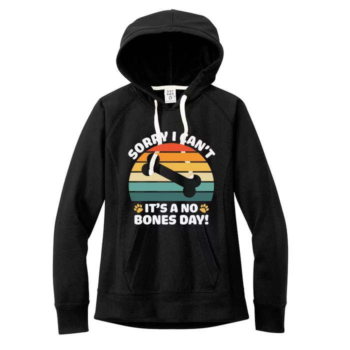 Funny Bone Day Funny Dog Retro Dog Puns Funny Puns Dog Slogans Women's Fleece Hoodie