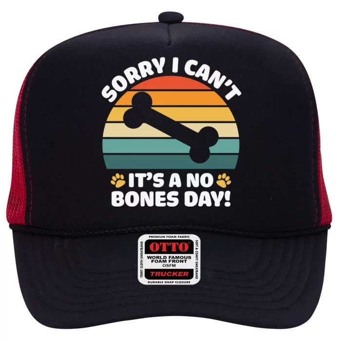 Funny Bone Day Funny Dog Retro Dog Puns Funny Puns Dog Slogans High Crown Mesh Trucker Hat