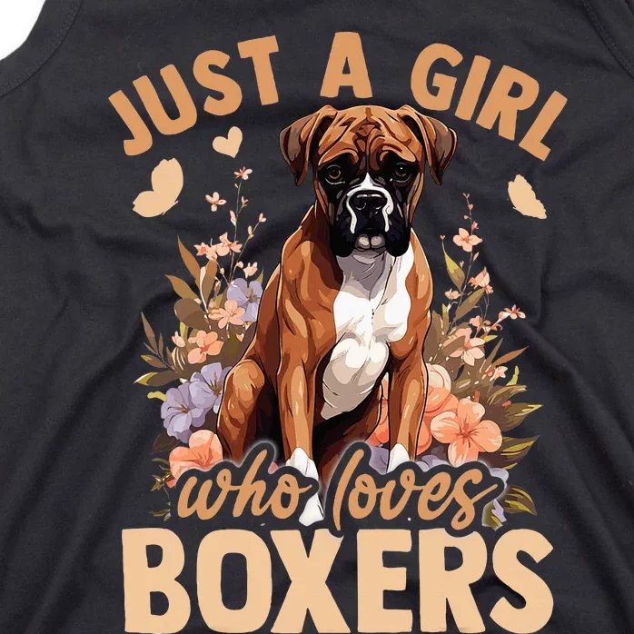 Floral Boxer Dog Just A Girl Who Loves Boxer Tank Top