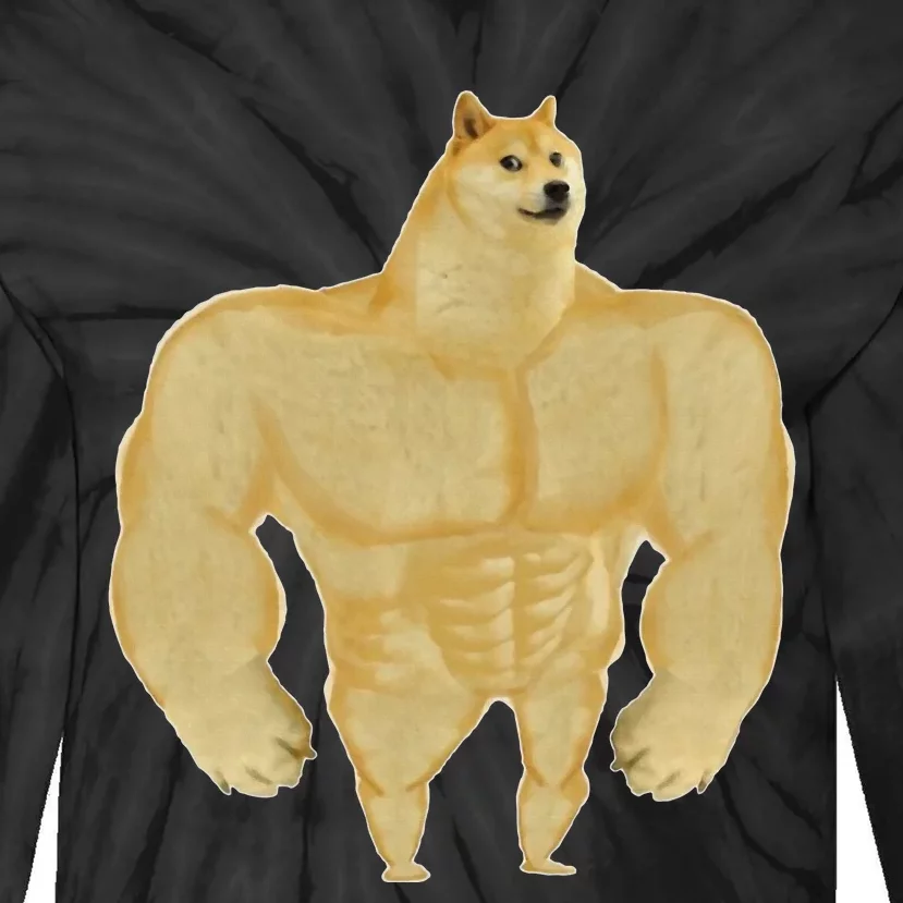 Funny Buff Doge Chiba Dog Gym meme Funny Swole Doge Tie-Dye Long Sleeve Shirt