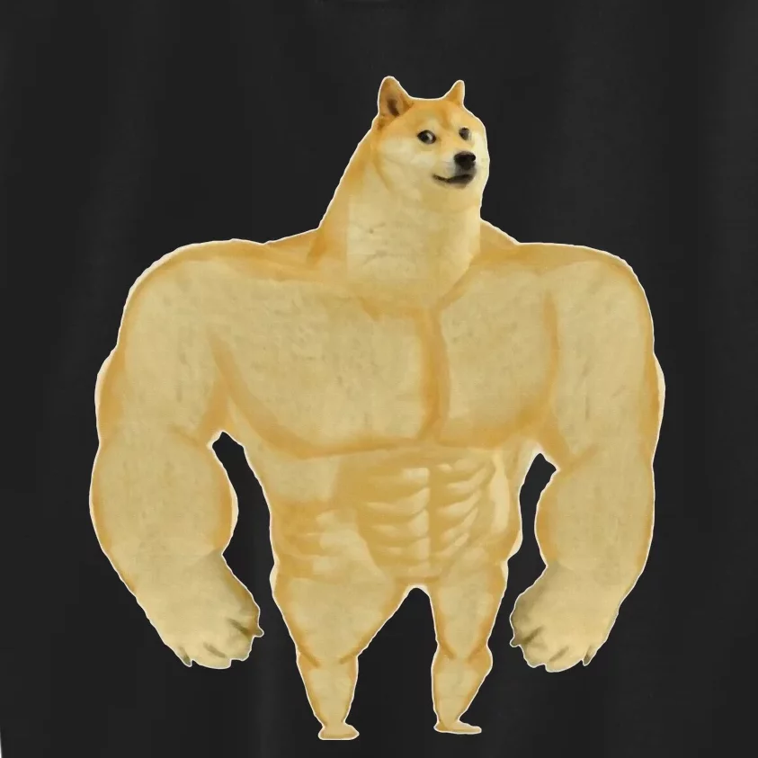 Funny Buff Doge Chiba Dog Gym meme Funny Swole Doge Kids Sweatshirt