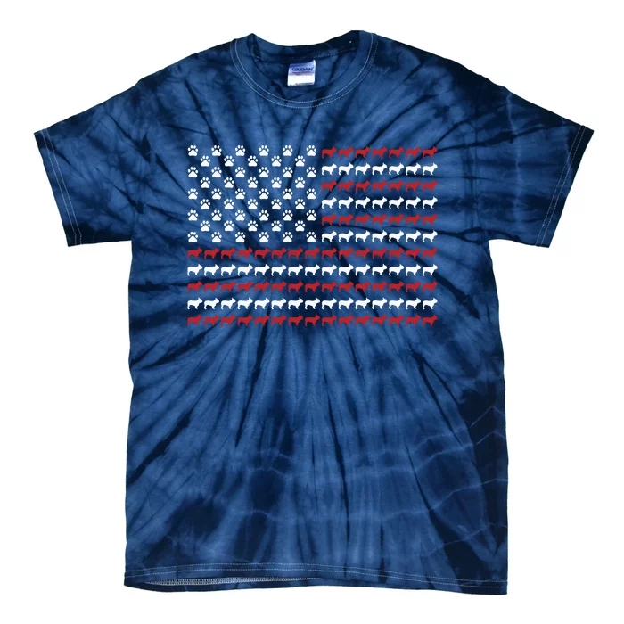 French Bulldog Dog American Flag Patriotic 4th Of July Tie-Dye T-Shirt