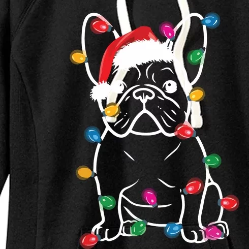 French Bulldog Dog Lights Christmas Matching Family Women's Fleece Hoodie