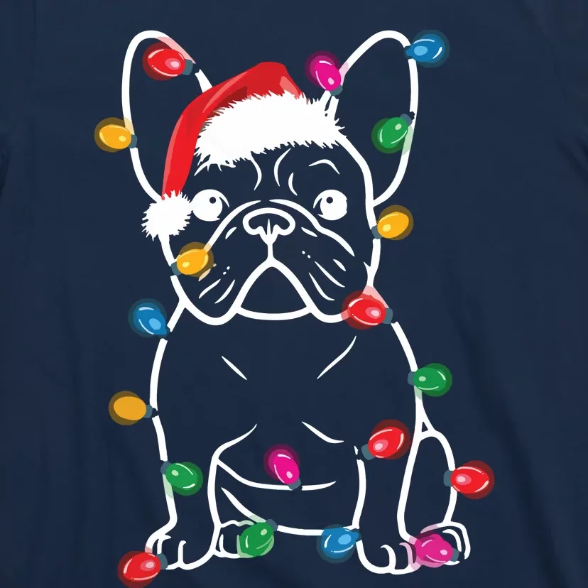 French Bulldog Dog Lights Christmas Matching Family T-Shirt