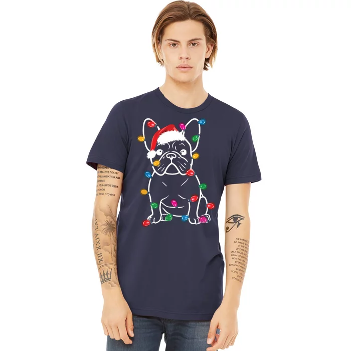 French Bulldog Dog Lights Christmas Matching Family Premium T-Shirt