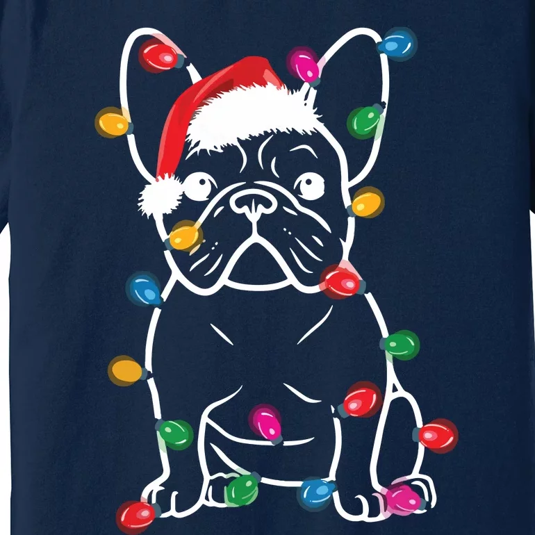 French Bulldog Dog Lights Christmas Matching Family Premium T-Shirt