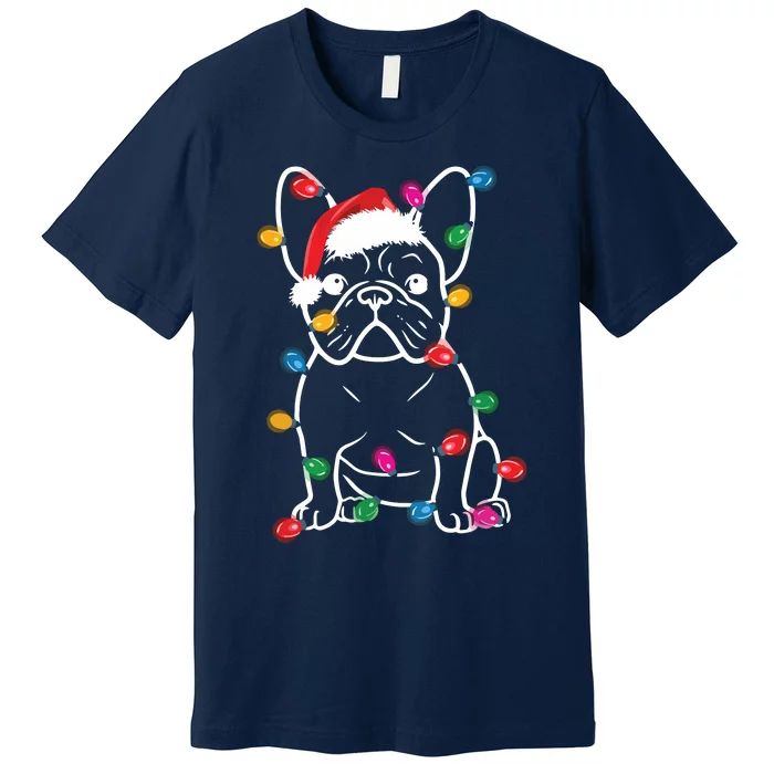 French Bulldog Dog Lights Christmas Matching Family Premium T-Shirt