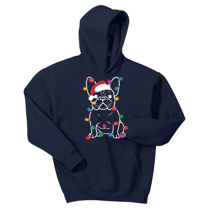 French Bulldog Dog Lights Christmas Matching Family Kids Hoodie