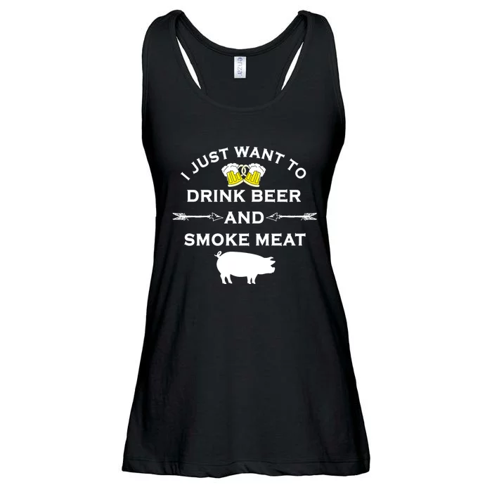 Funny BBQ Drink Beer Smoke Meat Grill Ladies Essential Flowy Tank