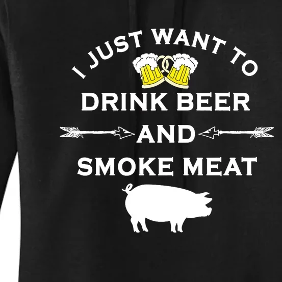 Funny BBQ Drink Beer Smoke Meat Grill Women's Pullover Hoodie