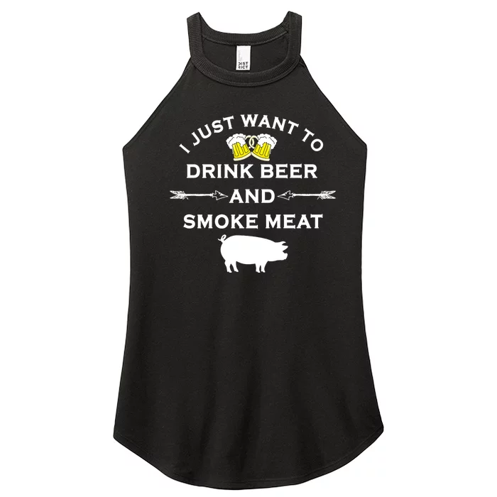 Funny BBQ Drink Beer Smoke Meat Grill Women’s Perfect Tri Rocker Tank