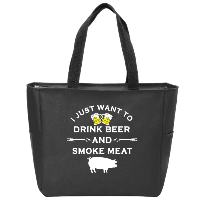 Funny BBQ Drink Beer Smoke Meat Grill Zip Tote Bag