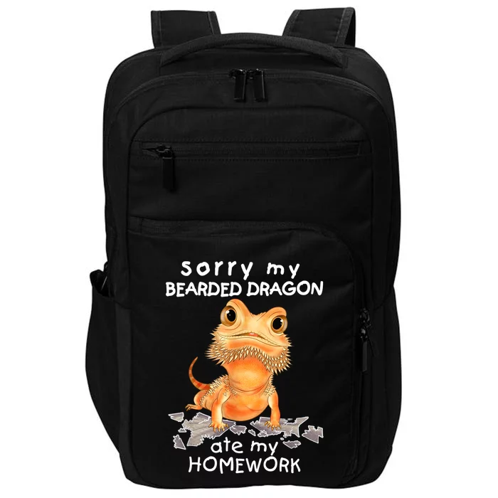 Funny Bearded Dragon Cute Lizard Beardie Ate My Homework Gift Impact Tech Backpack