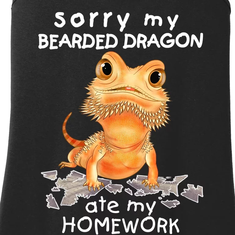 Funny Bearded Dragon Cute Lizard Beardie Ate My Homework Gift Ladies Essential Tank