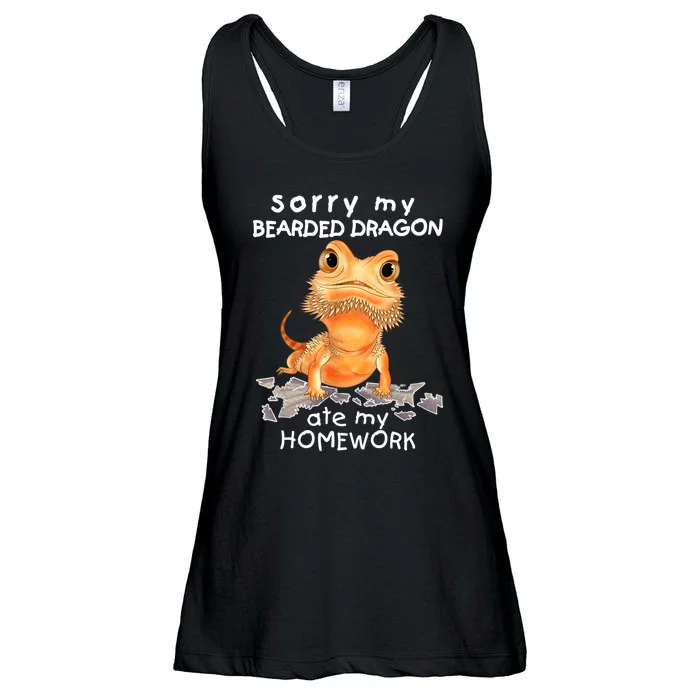 Funny Bearded Dragon Cute Lizard Beardie Ate My Homework Gift Ladies Essential Flowy Tank