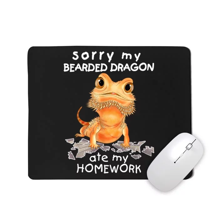 Funny Bearded Dragon Cute Lizard Beardie Ate My Homework Gift Mousepad