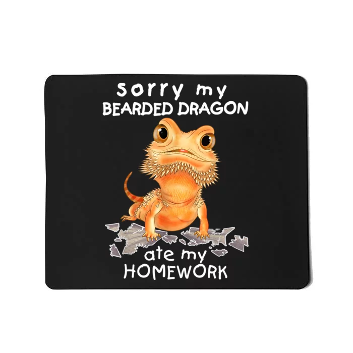 Funny Bearded Dragon Cute Lizard Beardie Ate My Homework Gift Mousepad