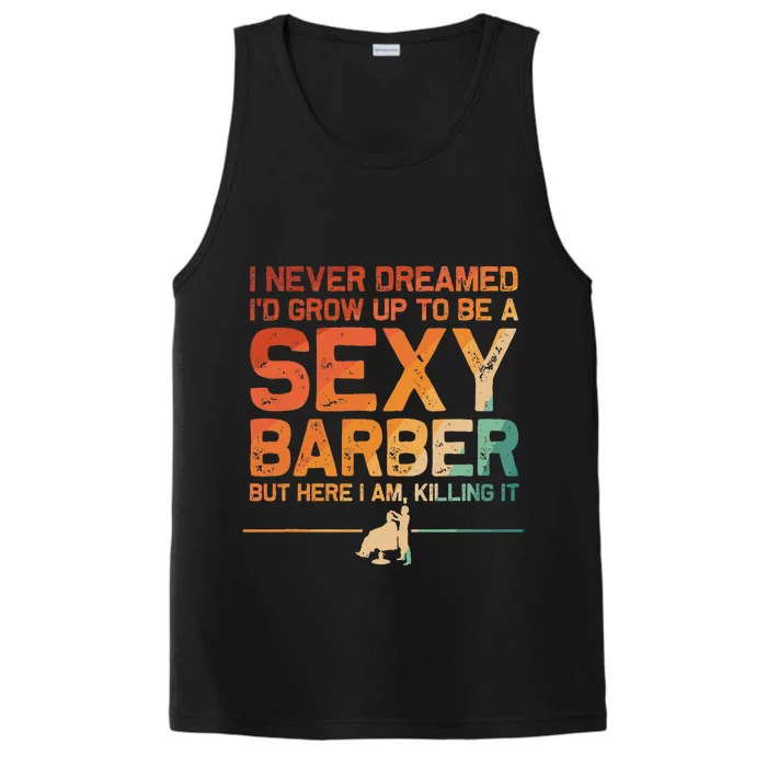 Funny Barber Dad Barbershop Hairdresser Hairstylist Performance Tank