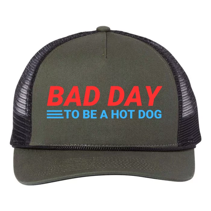 Funny Bad Day To Be A Hot Dog Hot Dog Foodie Funny Hot Dog Dad Life Retro Rope Trucker Hat Cap