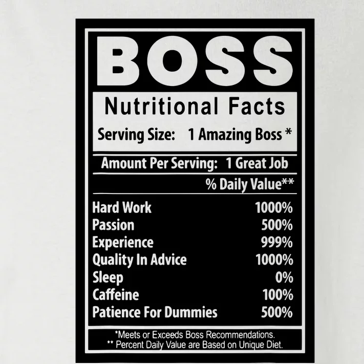 Funny Bosss Day Nutritional Facts Employee Appreciation Toddler Long Sleeve Shirt