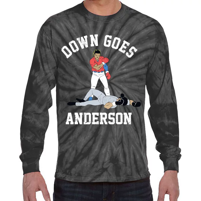 FUNNY BASEBALL DOWN GOES ANDERSON Tie-Dye Long Sleeve Shirt