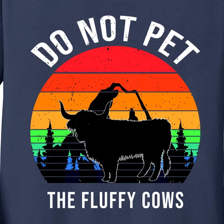 Funny Bison Do Not Pet The Fluffy Cows Kids Long Sleeve Shirt