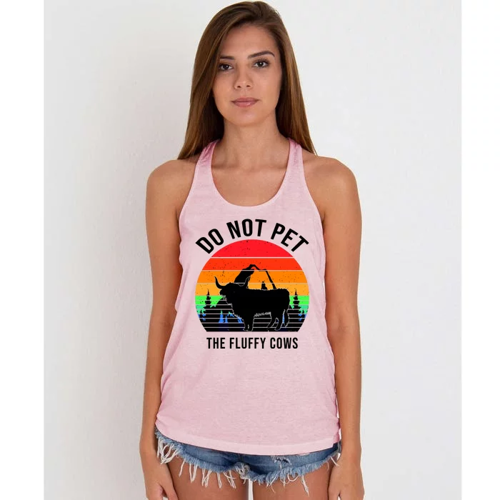 Funny Bison Do Not Pet The Fluffy Cows Women's Knotted Racerback Tank