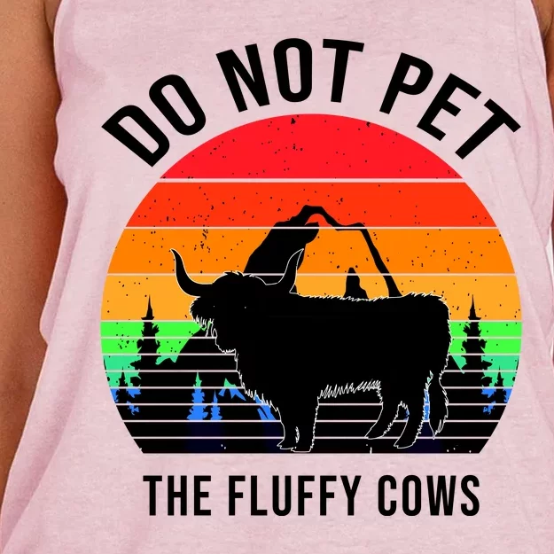 Funny Bison Do Not Pet The Fluffy Cows Women's Knotted Racerback Tank