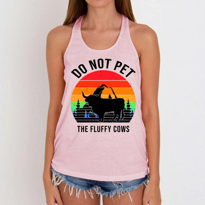 Funny Bison Do Not Pet The Fluffy Cows Women's Knotted Racerback Tank