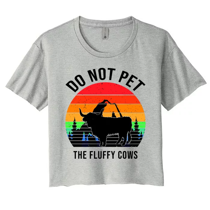 Funny Bison Do Not Pet The Fluffy Cows Women's Crop Top Tee