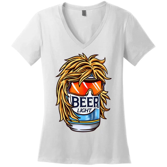 Funny Beer Drinking Funny Redneck Mullet Women's V-Neck T-Shirt