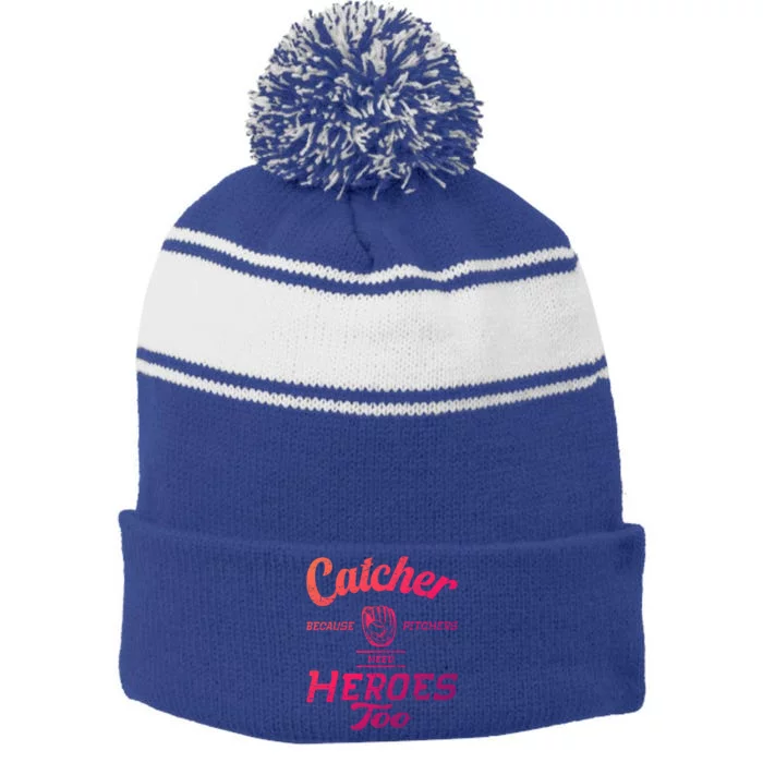 Funny Baseball Design For Pitcher And Catcher Baseball Meaningful Gift Stripe Pom Pom Beanie