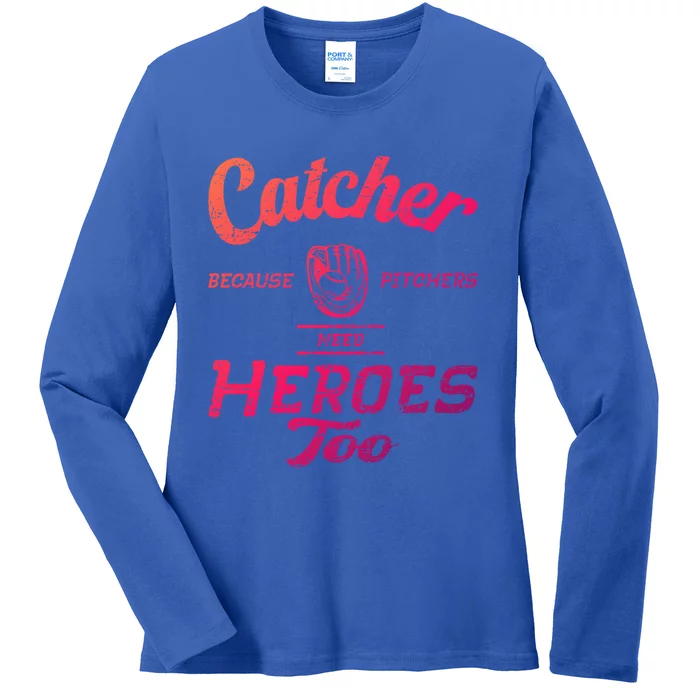 Funny Baseball Design For Pitcher And Catcher Baseball Meaningful Gift Ladies Long Sleeve Shirt