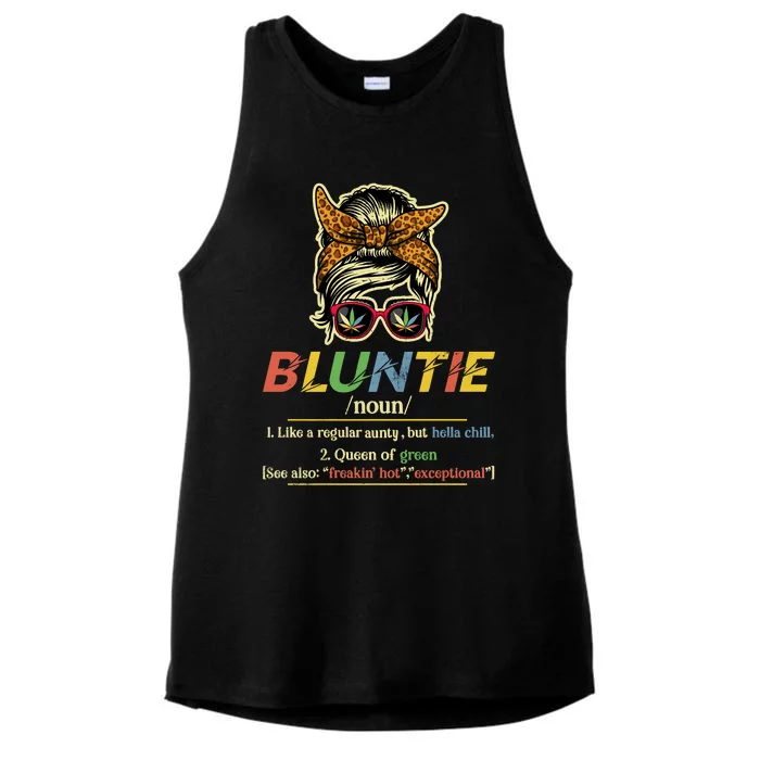 Funny Bluntie Definition Stoner Aunt Auntie Weed Marijuana Pot Smoker Ladies Tri-Blend Wicking Tank