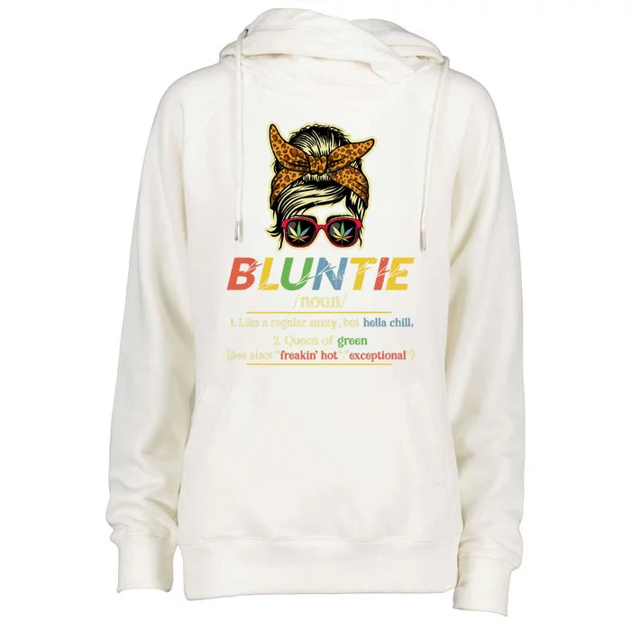 Funny Bluntie Definition Stoner Aunt Auntie Weed Marijuana Pot Smoker Womens Funnel Neck Pullover Hood