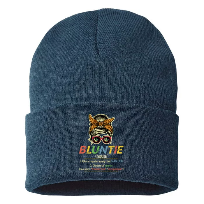 Funny Bluntie Definition Stoner Aunt Auntie Weed Marijuana Pot Smoker Sustainable Knit Beanie