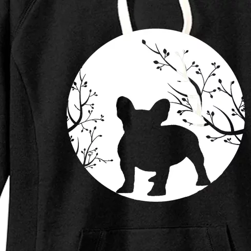 French Bulldog Dog Full Moon Howl Funny Frenchie Lover Women's Fleece Hoodie